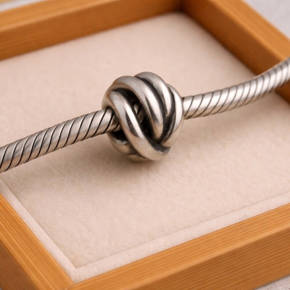 Trollbeads Sterling Silver .925 Lucky Knot Spiral Bead Charm EUC LAA #248
